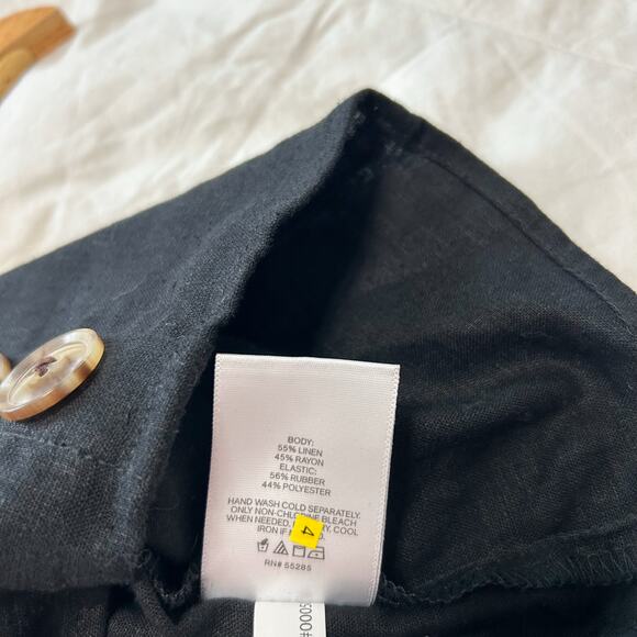 NWT Express Black Linen Blend Button Front Crop Top Women’s Size Small - Picture 5 of 5